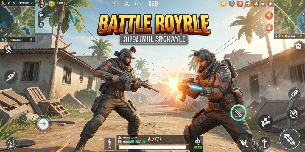 Screenshot dari aksi seru dalam gameplay Battle Royale A7777.