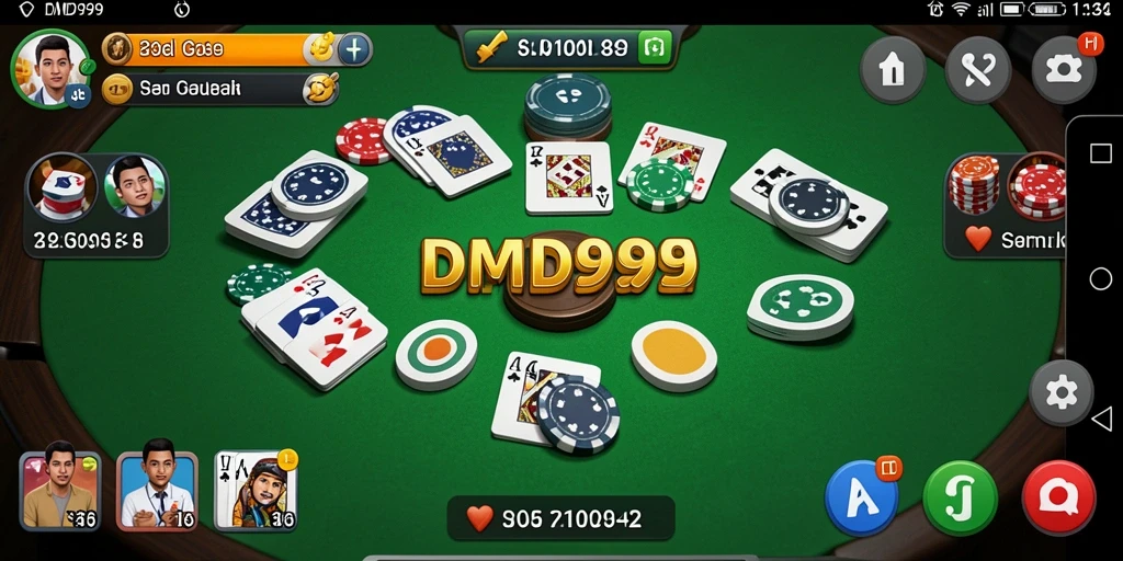 Screenshot DMD999 menampilkan gameplay Gaple yang seru dan interaktif.