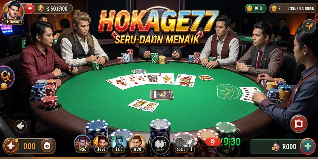 Tangkapan layar HOKAGE77 menampilkan aksi seru dalam permainan poker.