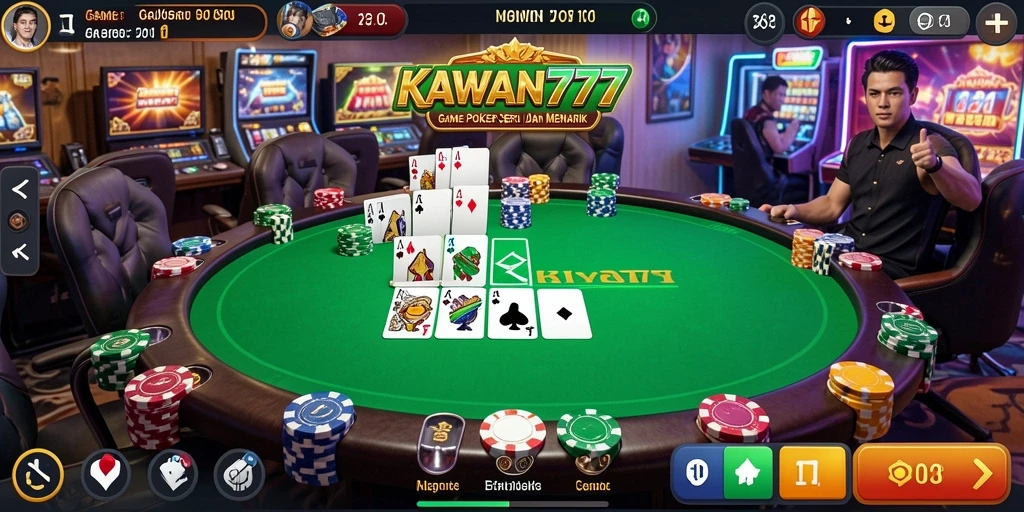 Screenshot gameplay KAWAN777 yang menampilkan suasana bermain poker yang mengasyikkan.
