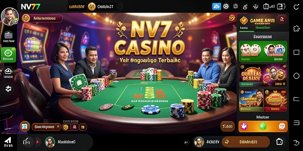 Screenshot gameplay Live Casino NV77 menampilkan dealer profesional dan interaksi pemain.